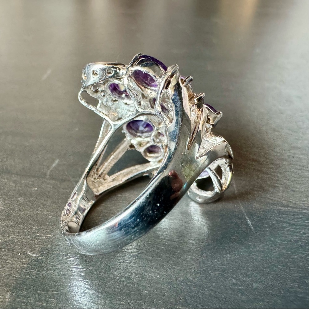 Sparkly Amethyst Statement Ring - image 7